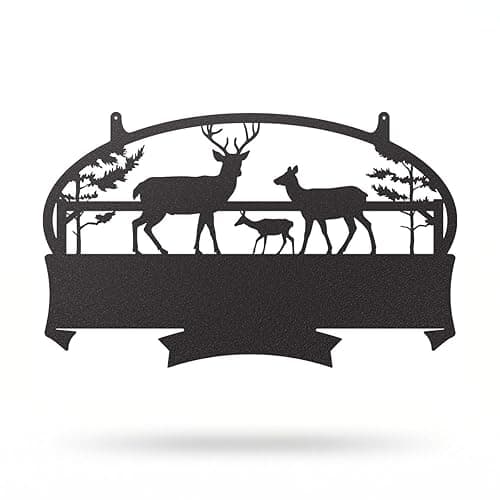 RealSteel Deer Family Farm Monogram - Black 18” x 30”