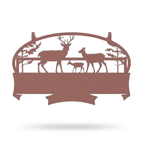 RealSteel Deer Family Farm Monogram - Rust 11” x 18”