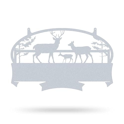 RealSteel Deer Family Farm Monogram - Textured Silver 16” x 24”