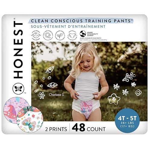 The Honest Company Clean Conscious Training Pants – Magical Moments Butterfly Kisses (Size 4T/5T, 48 Count)